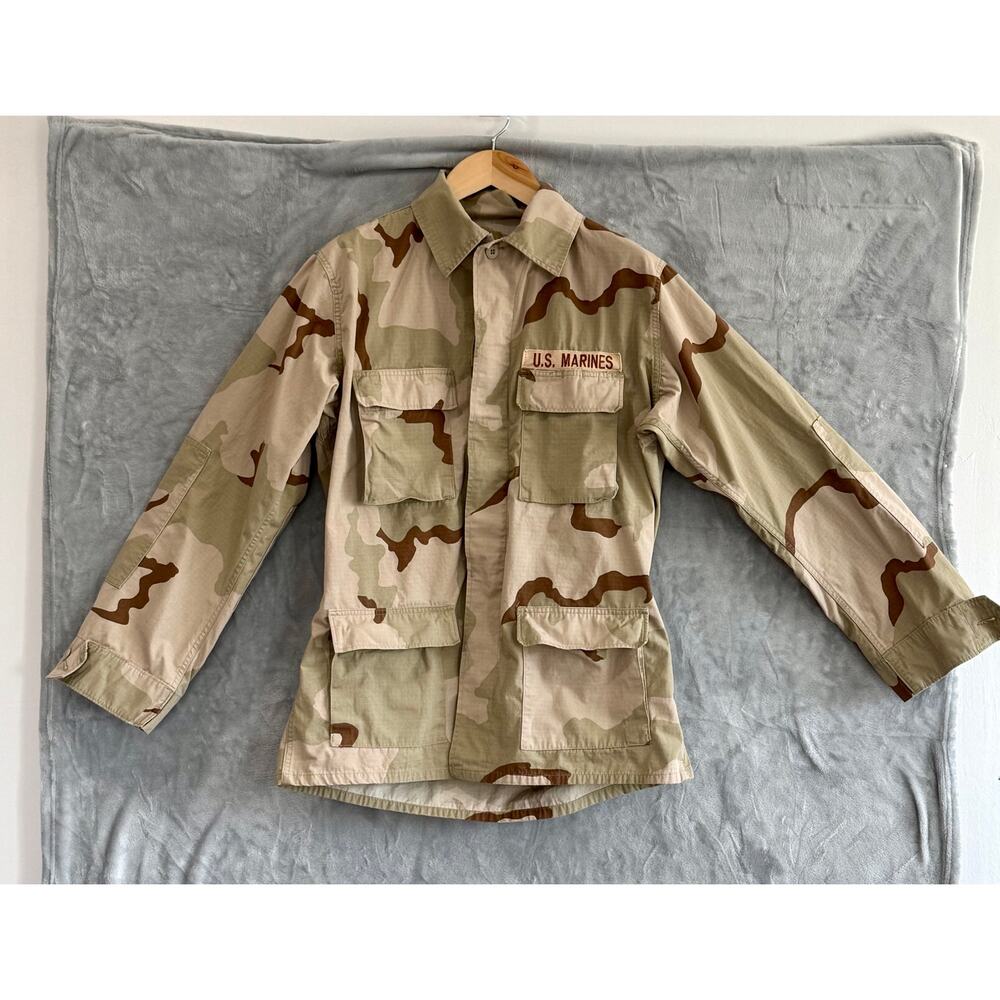 VINTAGE US Marines Desert Camo Combat Coat Jacket Military Large XL Surplus 3Clr